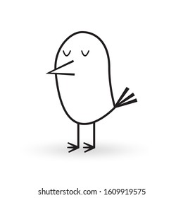 Cute bird icon. Outline silhouette. Vector illustration.