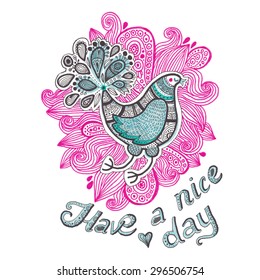 Cute bird illustration - have a nice day card