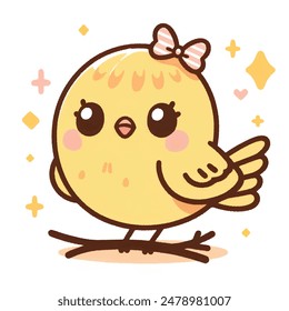 cute bird kawii vector image