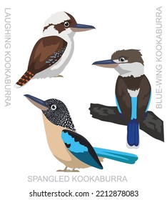 Cute Bird Kookaburra Set Cartoon Vector