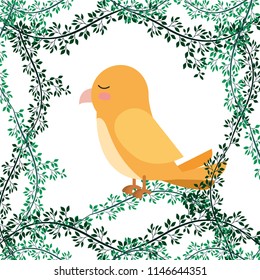 cute bird with leafs