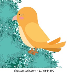 cute bird with leafs