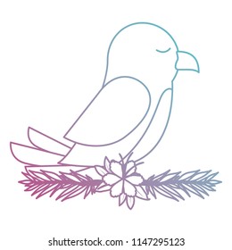 cute bird with leafs and flowers crown