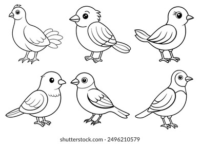 Cute Bird Line Art Vector Illustration