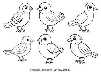 Cute Bird Line Art Vector Illustration