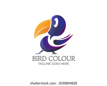 Cute bird logo with big beak