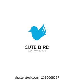 cute bird logo, blue bird logo, blue logo vector template, blue bird silhouette, Flying Wings Bird Logo abstract design, t-shirt design.