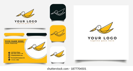 cute bird logo template and business card Premium Vector