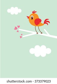 cute bird love card vector illustration