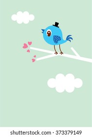 cute bird love card vector illustration