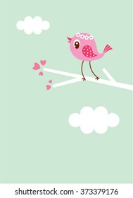 cute bird love card vector illustration