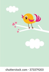 cute bird love card vector illustration