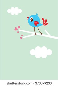 cute bird love card vector illustration