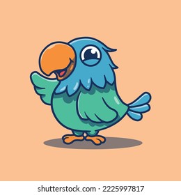 Cute bird mascot vector illustration. Flat cartoon style.