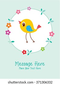 cute bird message card vector illustration