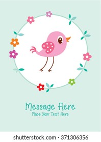 cute bird message card vector illustration