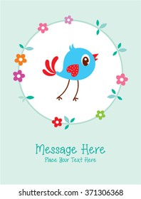 cute bird message card vector illustration