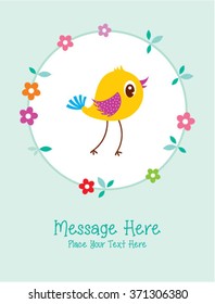 cute bird message card vector illustration