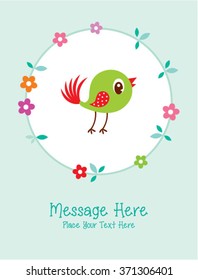 cute bird message card vector illustration