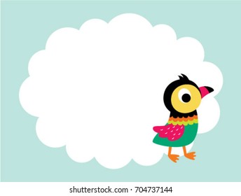 cute bird message card vector