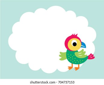 cute bird message card vector