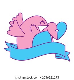 cute bird and message shape heart ribbon decoration