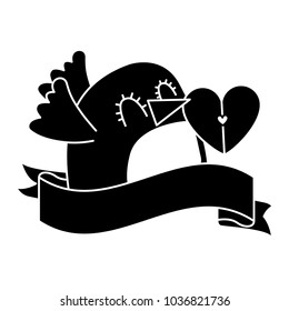 cute bird and message shape heart ribbon decoration