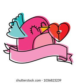 cute bird and message shape heart ribbon decoration
