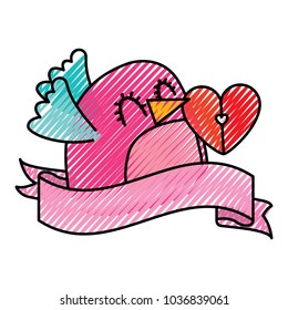 cute bird and message shape heart ribbon decoration