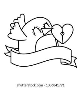 cute bird and message shape heart ribbon decoration