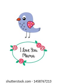 cute bird mother day greeting card vector