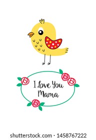 cute bird mother day greeting card vector