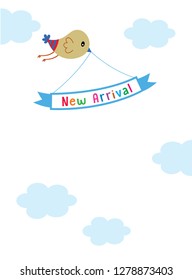 cute bird new arrival announcement card vector