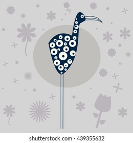 cute bird on background flowers