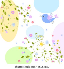 cute bird on floral background