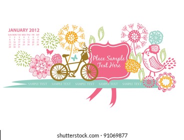 Cute bird on flower background