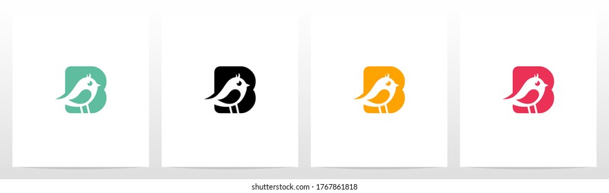 Cute Bird On Letter Logo Design B