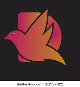 Cute Bird On Letter Logo Design D