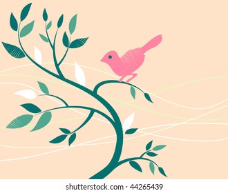 Cute bird on a tree branch.