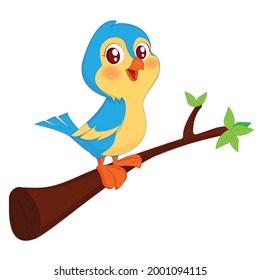 cute bird on tree vector illustration
