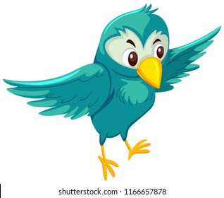 Un pájaro lindo en la ilustración de fondo blanco