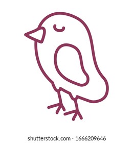 cute bird on white background, line style icon vector illustration design