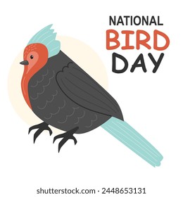 A cute bird on a white background. National Bird Day. flat. hand drawing style.