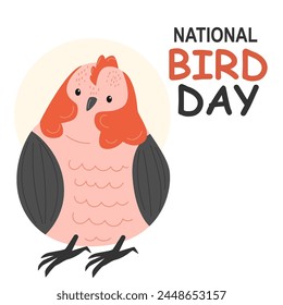 A cute bird on a white background. National Bird Day. flat. hand drawing style.