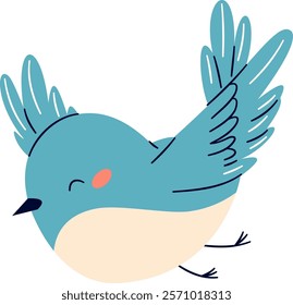 Cute bird on white background. Flat vector illustration in simple child style 