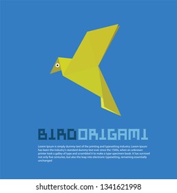 Cute bird origami style vector illustration. simple shape animal drawing for greeting card or decoration poster