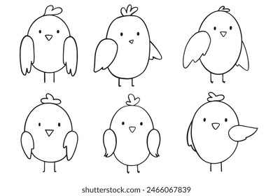 Cute bird outline cartoon illustration isolated on white background. animal illustration for kids coloring book.