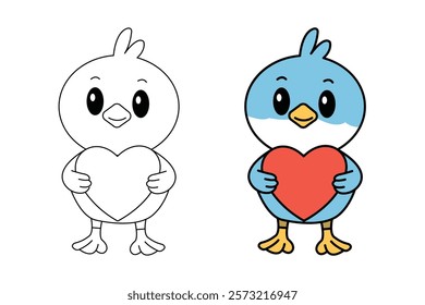Cute Bird Outline Coloring Page Design