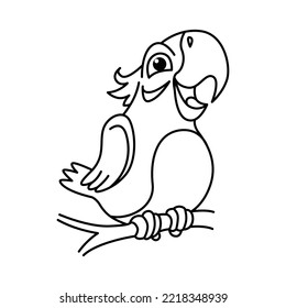 Cute bird parrot cartoon characters vector illustration. For kids coloring book.