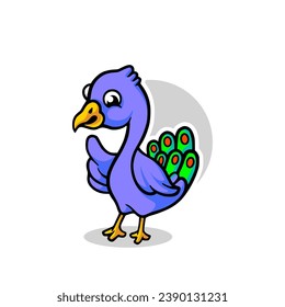 Cute bird peacock mascot cartoon design illustration 